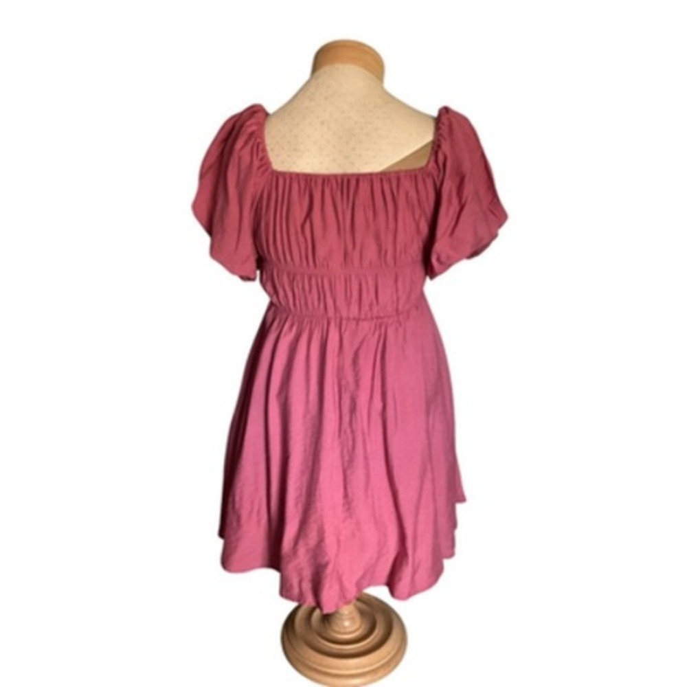 Mi Ami for Francesca's Mauve Pink Puff Sleeve Smocked Mini Dress Juniors L New - Picture 13 of 15